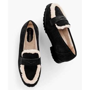 Talbots Black Cassidy Suede Sherpa Loafers